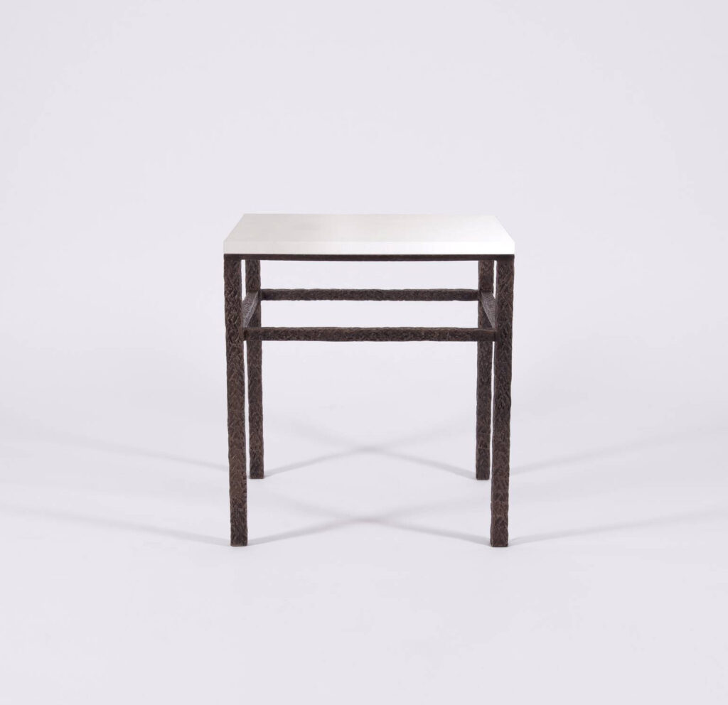 Hammered Side Table with Shelf