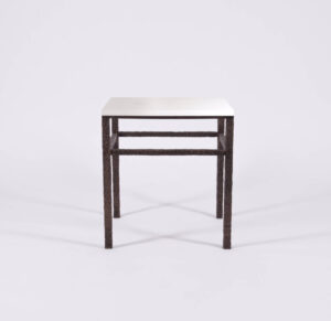 Hammered Side Table with Shelf