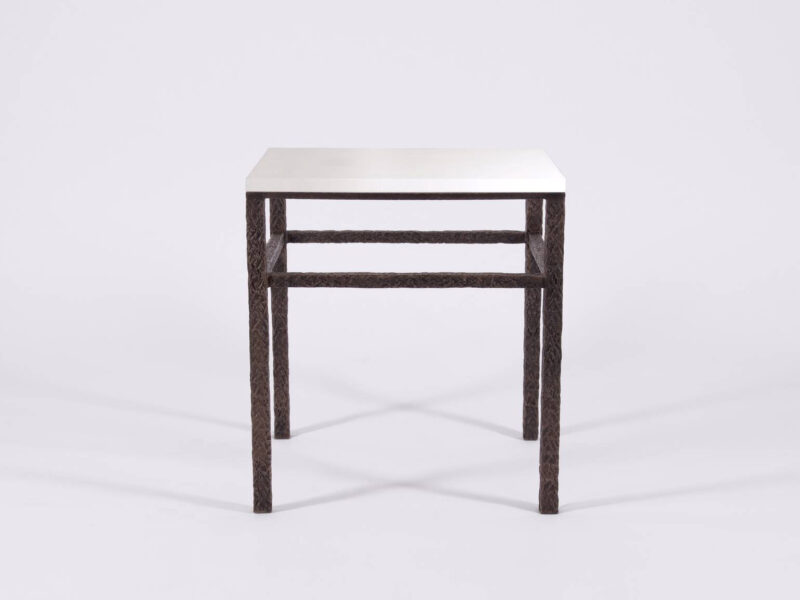Hammered Side Table with Shelf