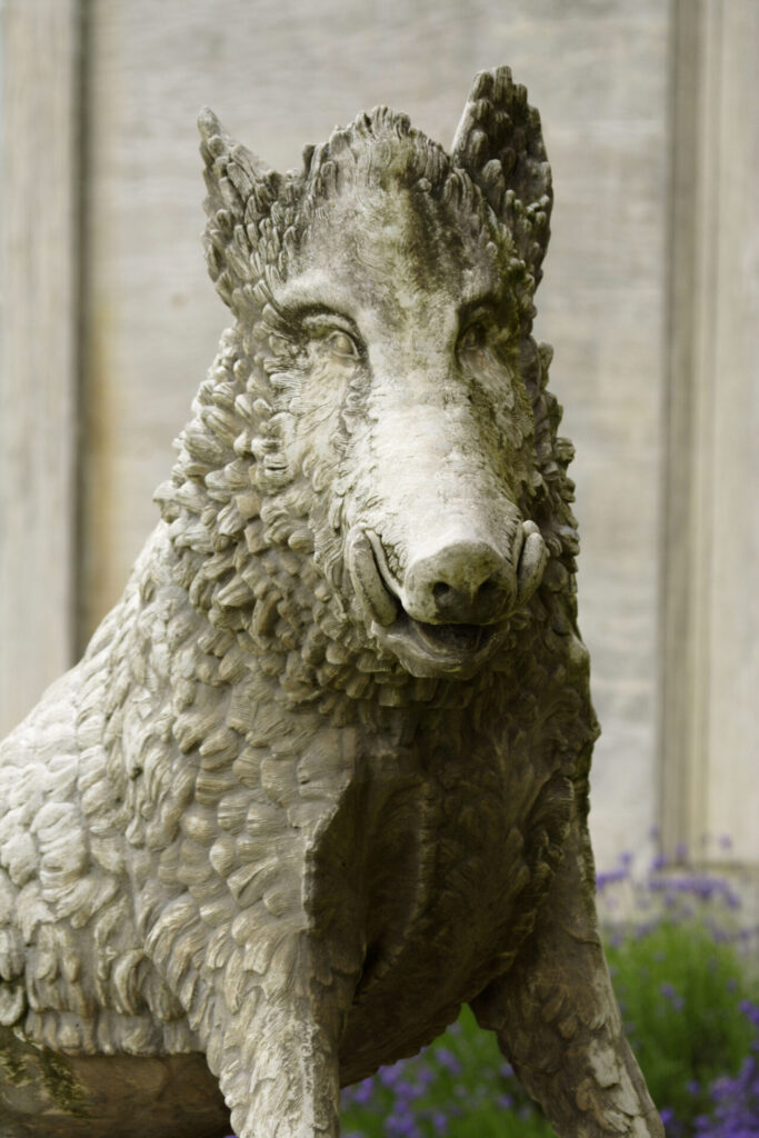 Uffizi Boar garden statue in cast stone front view