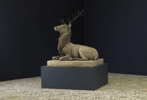 Reclining Stag garden Statue in stone