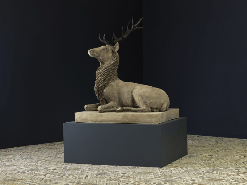 Reclining Stag garden Statue in stone